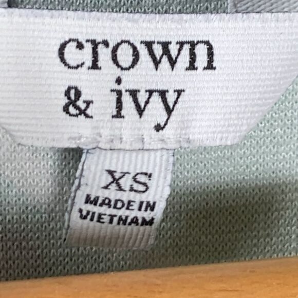 Crown & Ivy XS Tunic Top Green Blue Leaf Print Boho Fall Casual - Picture 5 of 13